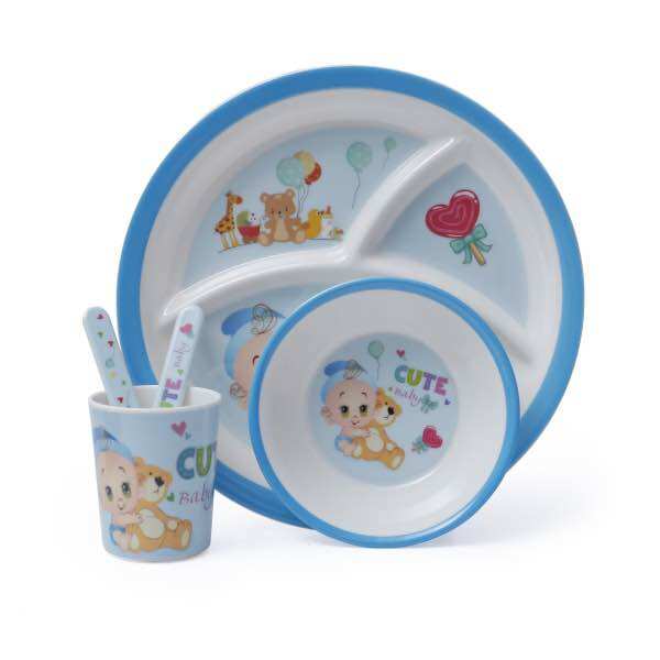 Khay Cơm 3 Ngăn Lớn Cho Bé (Giao Ngẫu Nhiên), Khay Tập Ăn, Khay Nhựa Melamine Dày Dặn, Chắc Chắc, Dễ Vệ Sinh MTA-MART2