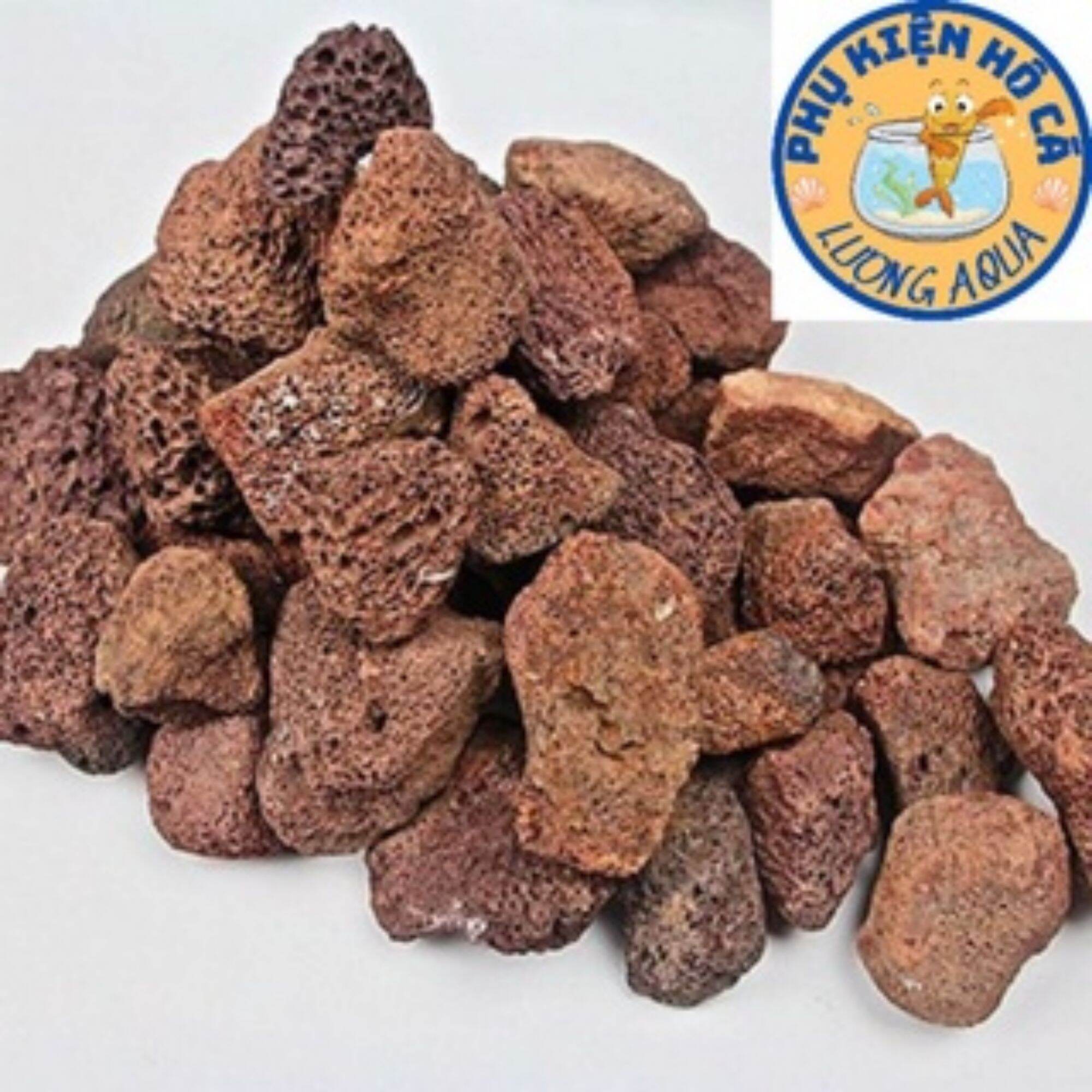 Đá nhan thạch đỏ, vật liệu lọc tốt cho hồ cá cảnh thủy sinh hòn non bộ bịch 500gram-1kg