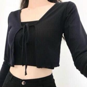 Set áo khoác gân cột dây + 2 dây trơn