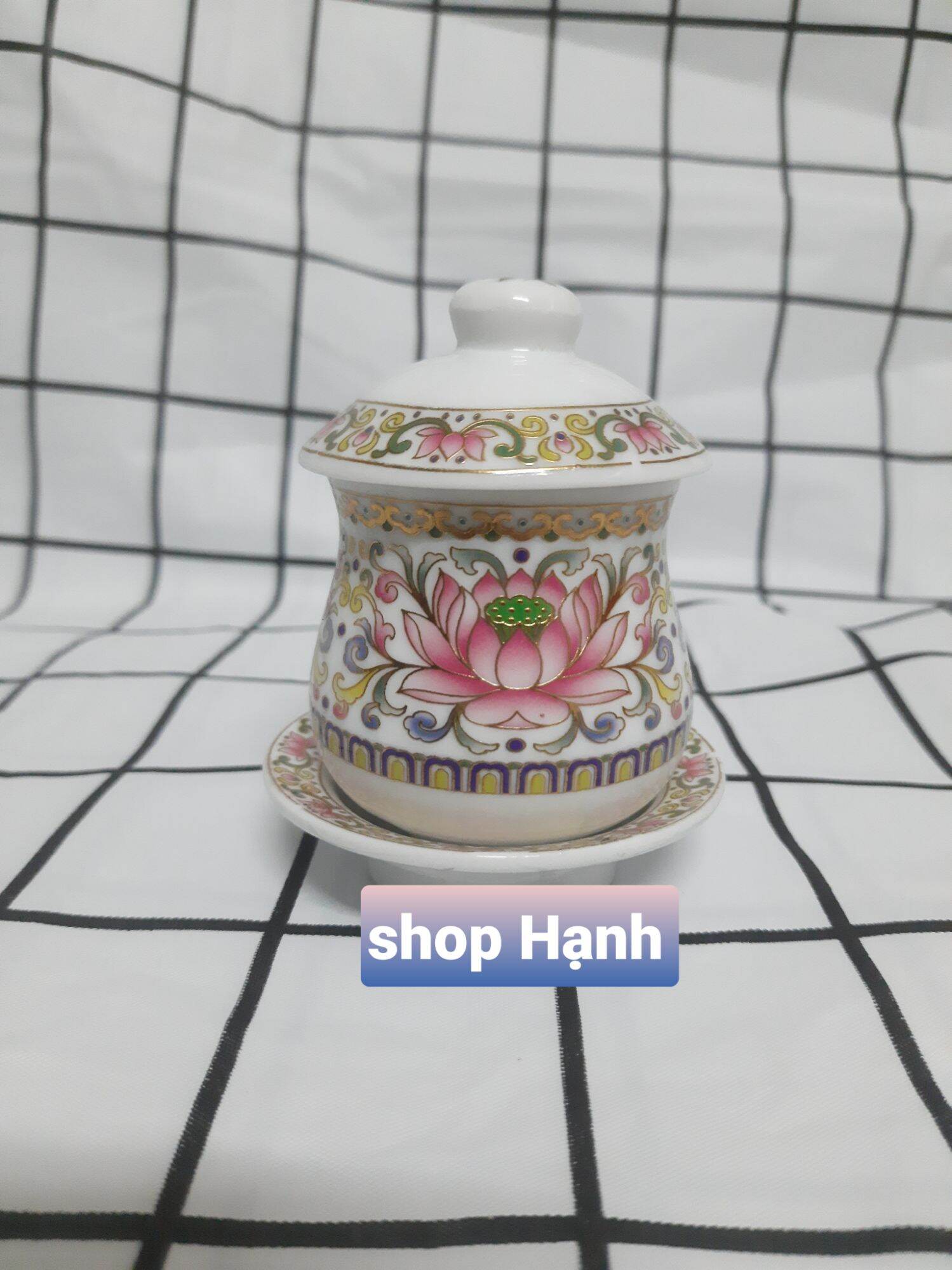Bộ 1 chung nước có dĩa đựng riêng sen hồng (0128)