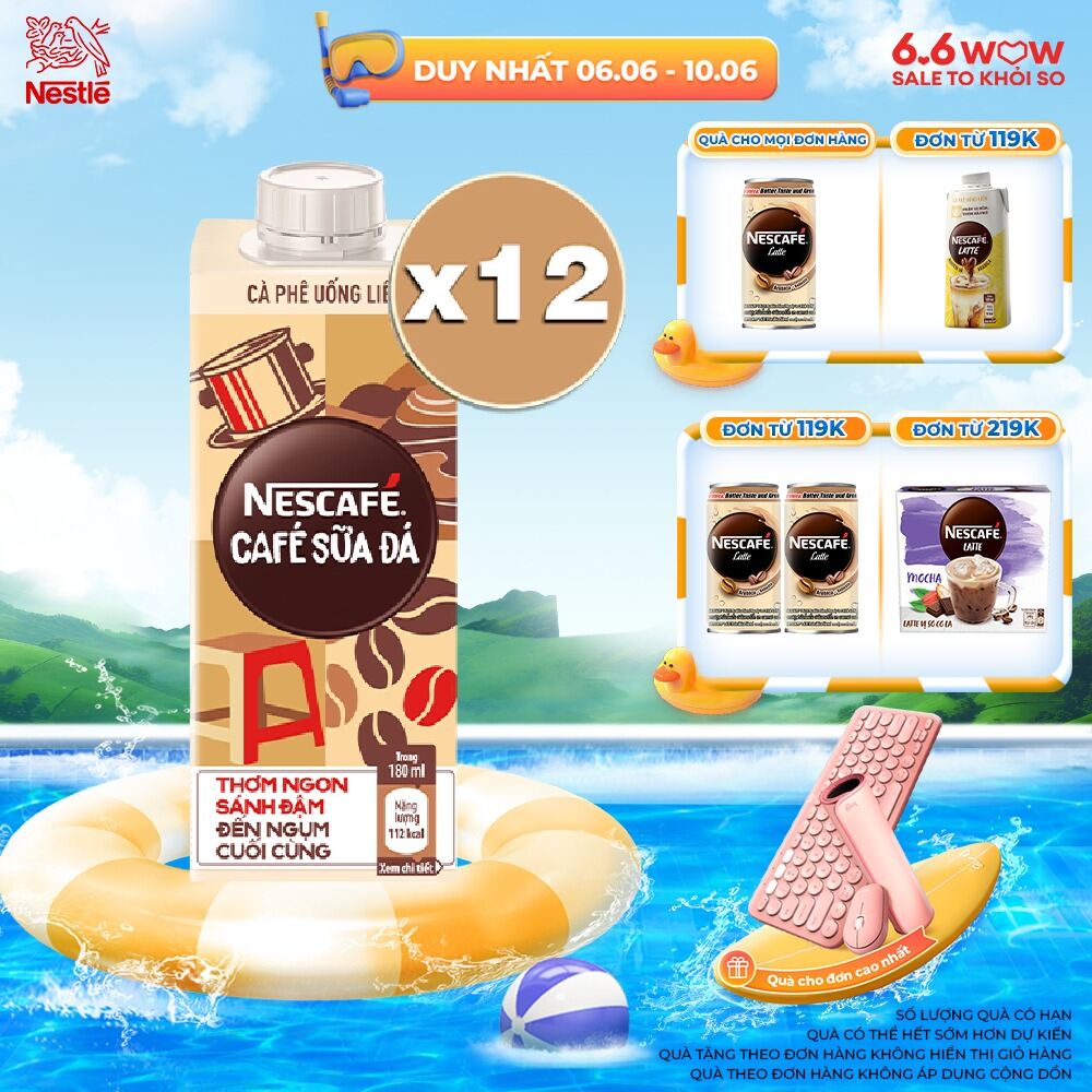 Lốc 12 hộp cà phê uống liền nescafé® cà phê sữa đá