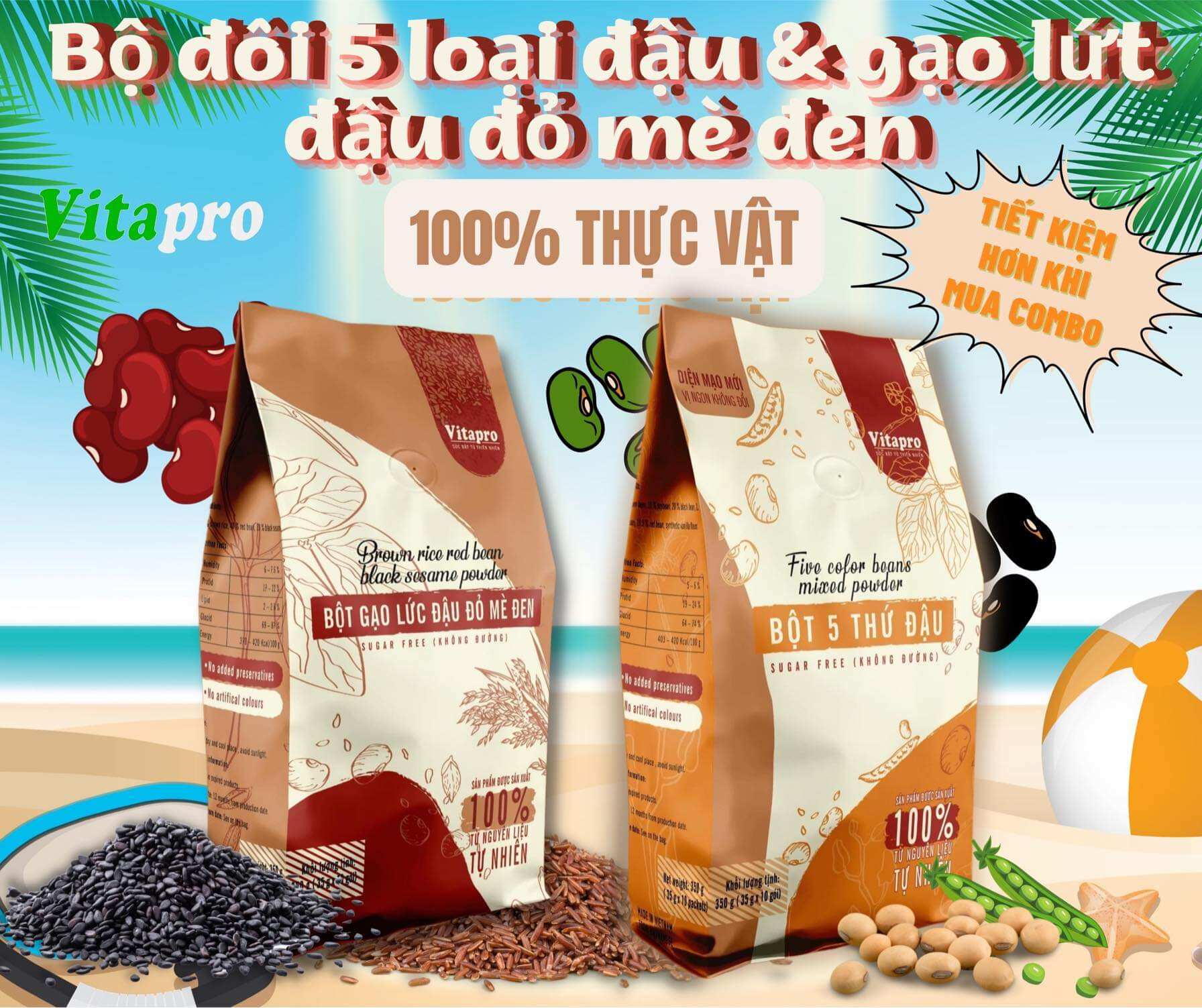 BỘT GẠO LỨC ĐẬU ĐỎ MÈ ĐEN (KHÔNG ĐƯỜNG) 350G