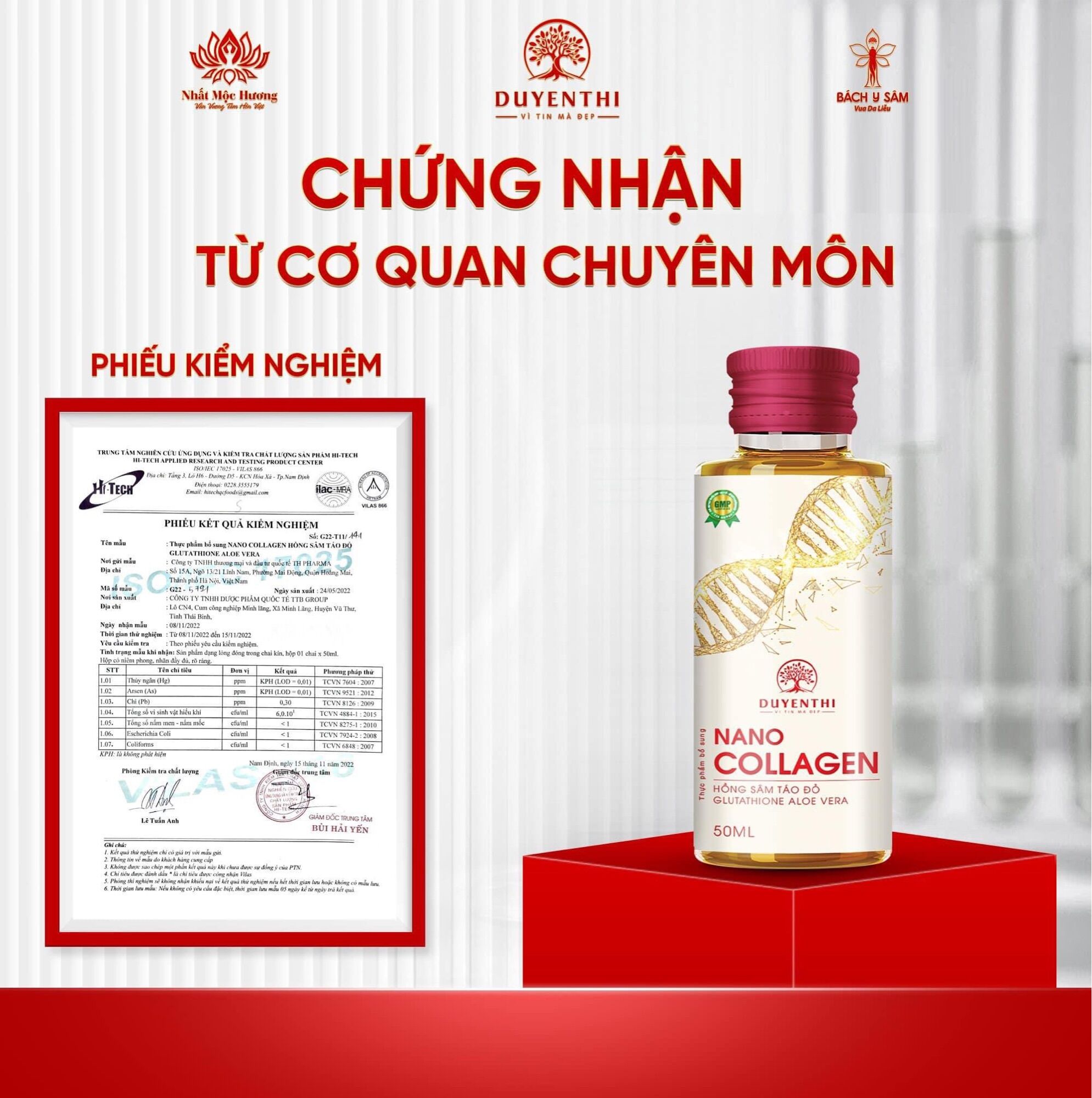 [Chính hãng] Nano colagen Hồng sâm táo đỏ (hộp 15 chai)- Bách y sâm