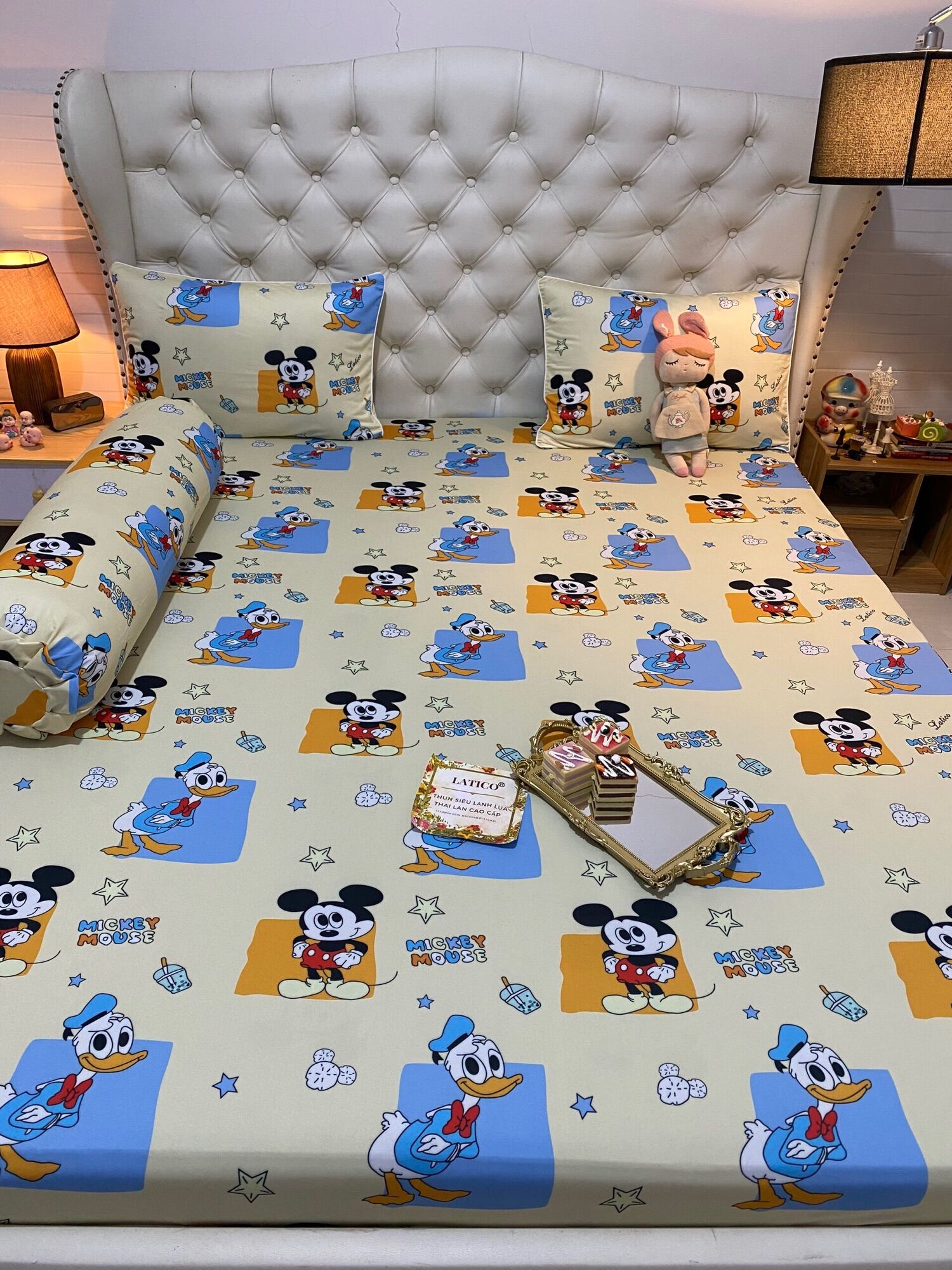 Bộ 4 món drap/ga áo gối THUN LỤA SIÊU LẠNH THÁI LATICO