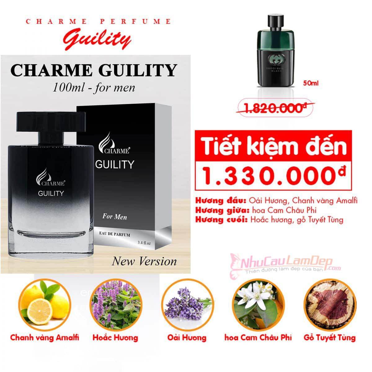 [Hcm]Nước Hoa Nam Gulity 100Ml + Son Moi