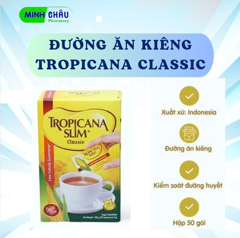 (Chính hãng) Đường bắp ăn kiêng không calo Tropicana Slim Diabetics dòng classic (Hộp 50gói x 2gr)