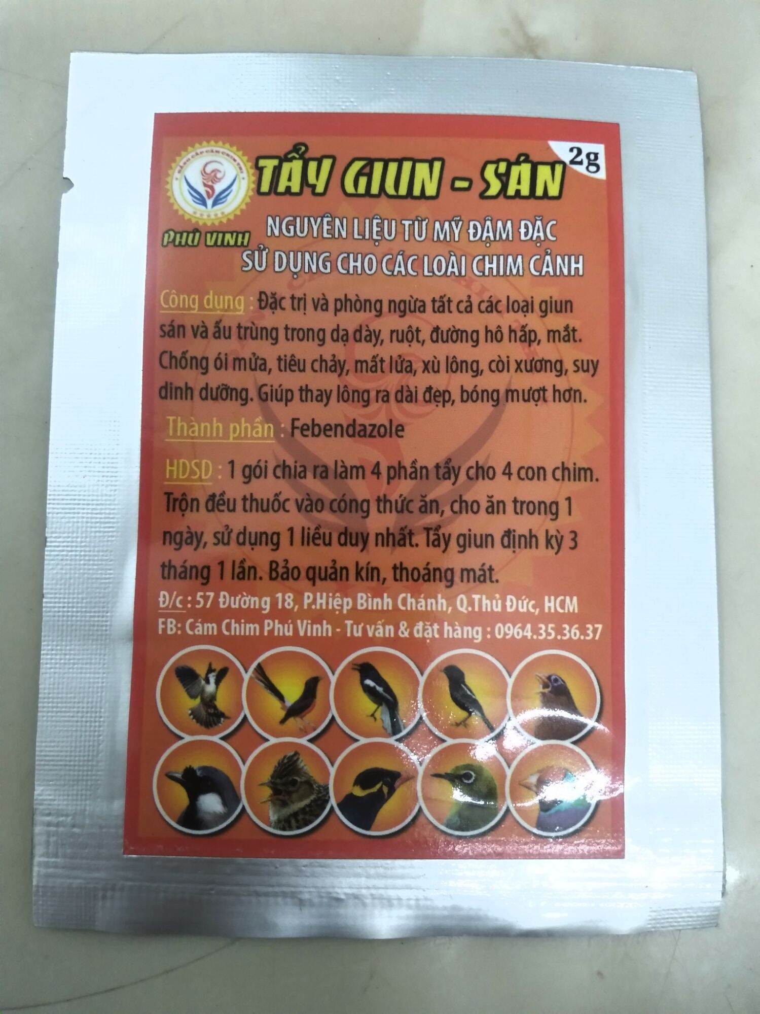 Thuốc tẩy giun cho chim cảnh Phú Vinh
