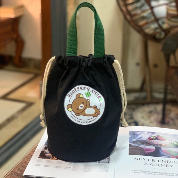 Haogu round Lunch Box Bag Handbag Stewpot Lunch Box Bag Braised Cup Handbag Lunch Bag Canvas Lunch Bag