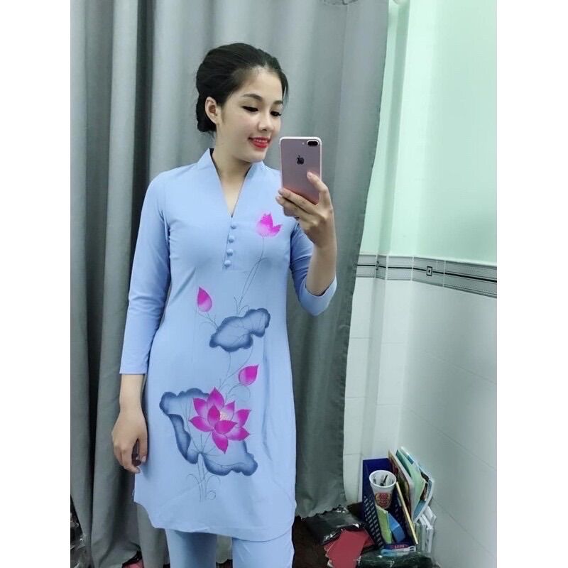 Đồ Lam Đi Chùa ➕➕Kết Tân Vẽ Bụi Sen