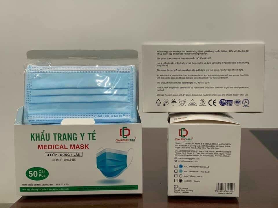 Khẩu trang y tế 4 lớp hộp 50 cái kháng khuẩn 4u mask
