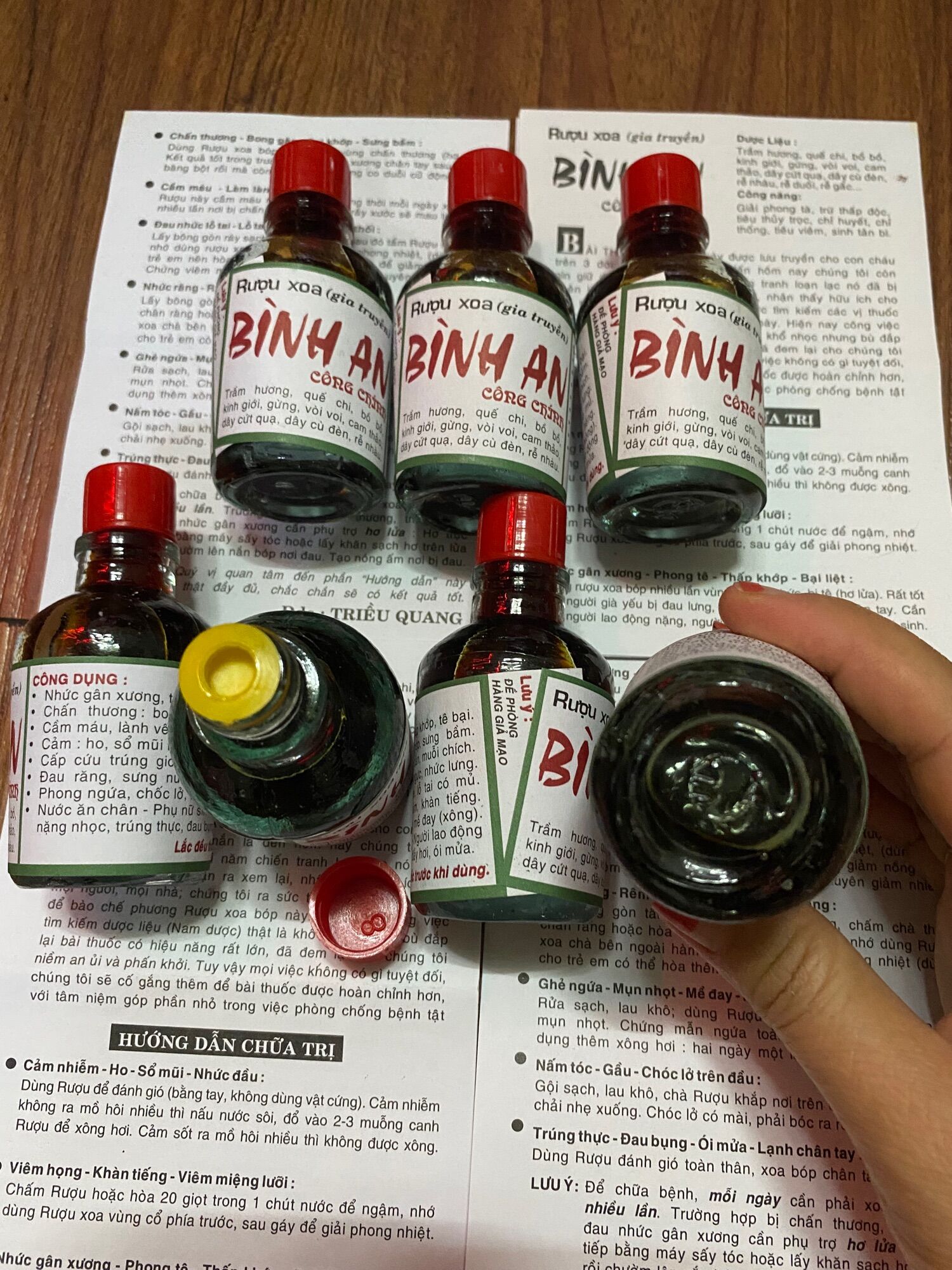 Combo 7 chai dầu xoa bóp, rượu xoa bóp gia truyền Bình An - Công Chính