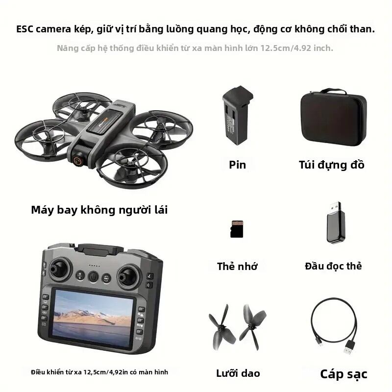 Drone S156 Mới 2025 Camera Kép HD Màn Hình 12.5cm Điều Khiển Từ Xa Động Cơ Không Chổi Than Khoảng Cá