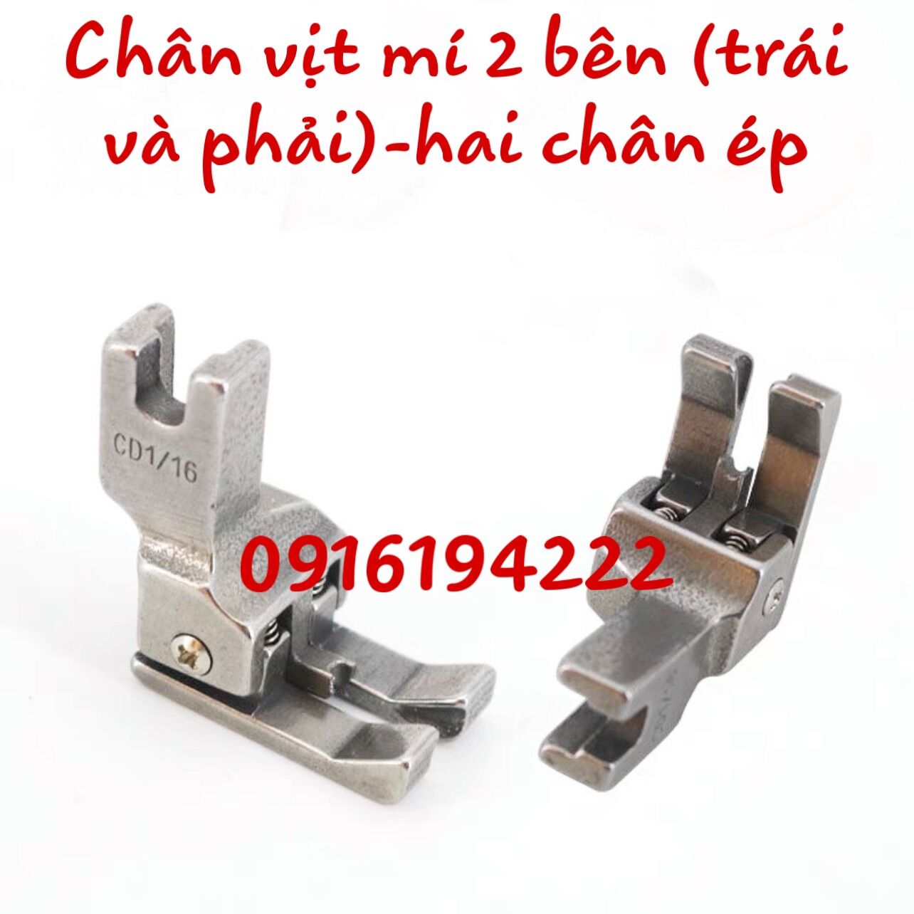 Chân vịt mí cập kênh 2 bên -Hai chân ép-Dùng máy công nghiệp 1 kim