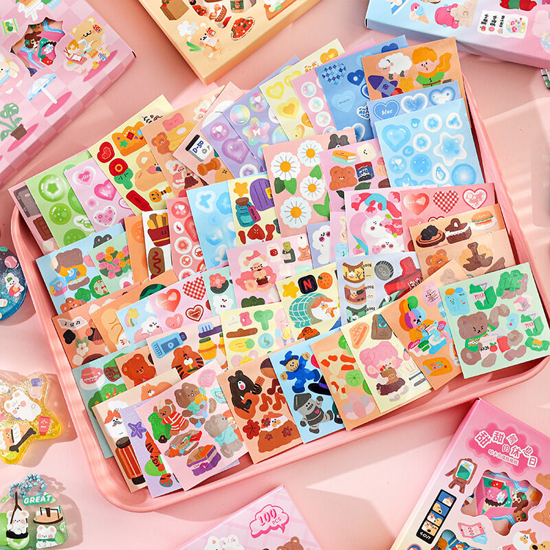Hộp 100 tấm sticker hình dán 6x6cm