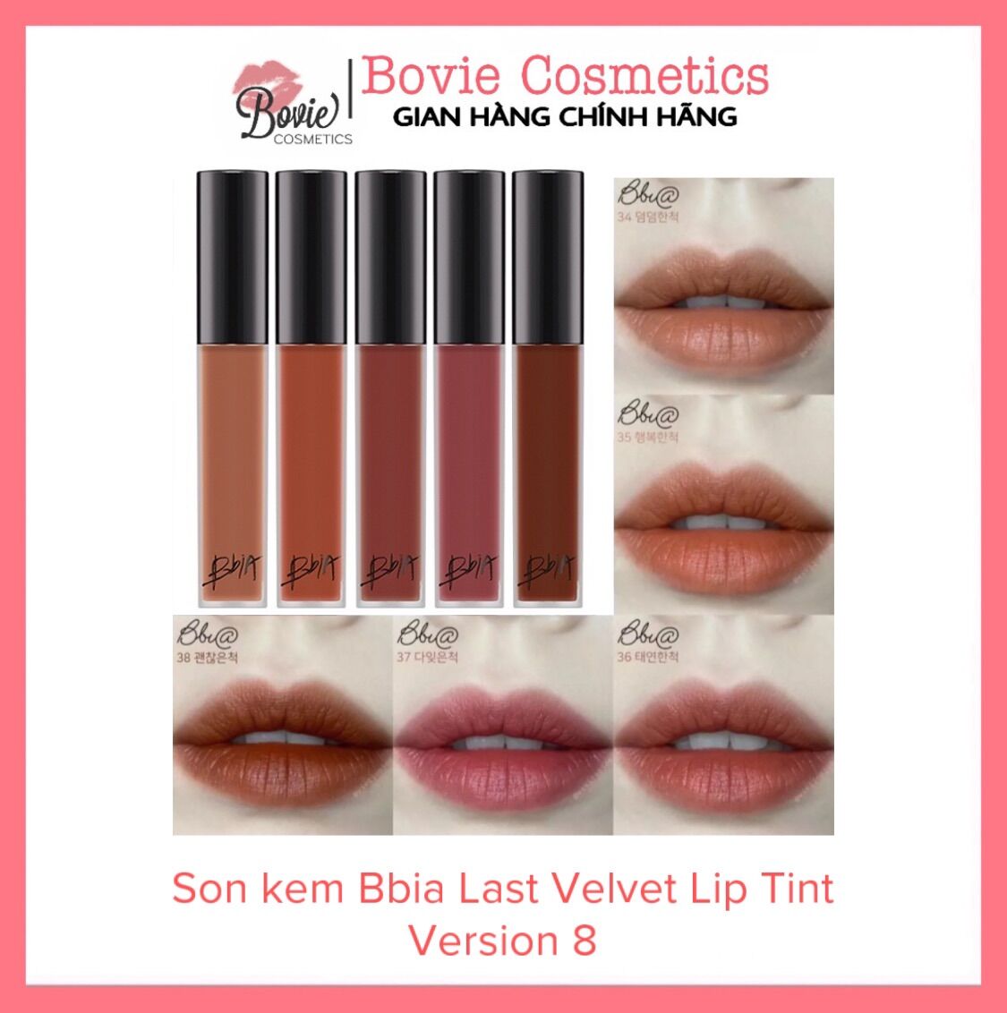 Son kem Bbia Last Velvet Lip Tint Version 8 34 35 36 37 38