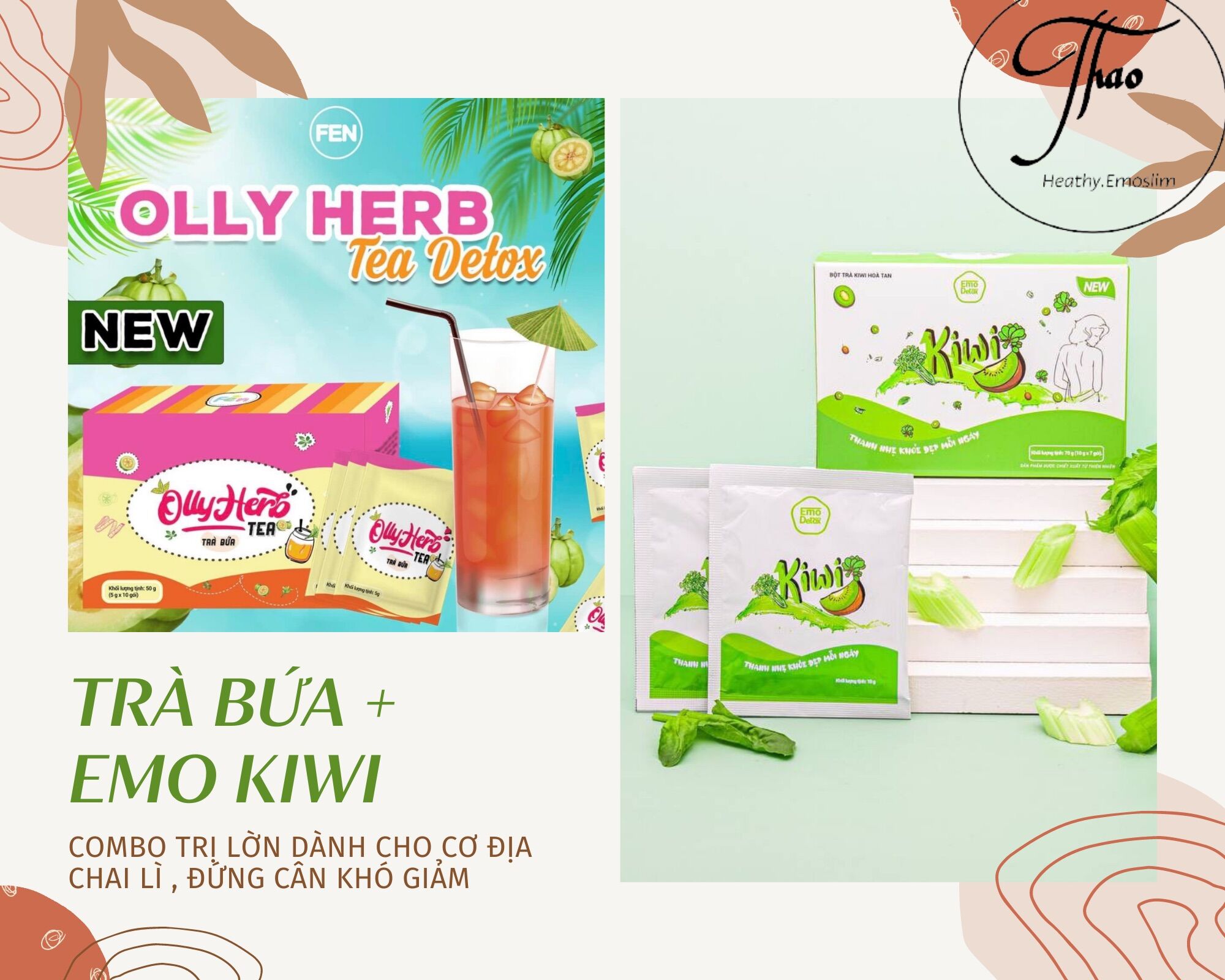 (Tặng Chai + Freeship) COMBO NƯỚC TRÁI CÂY EMOSLIM + TRÀ BÍ ĐAO