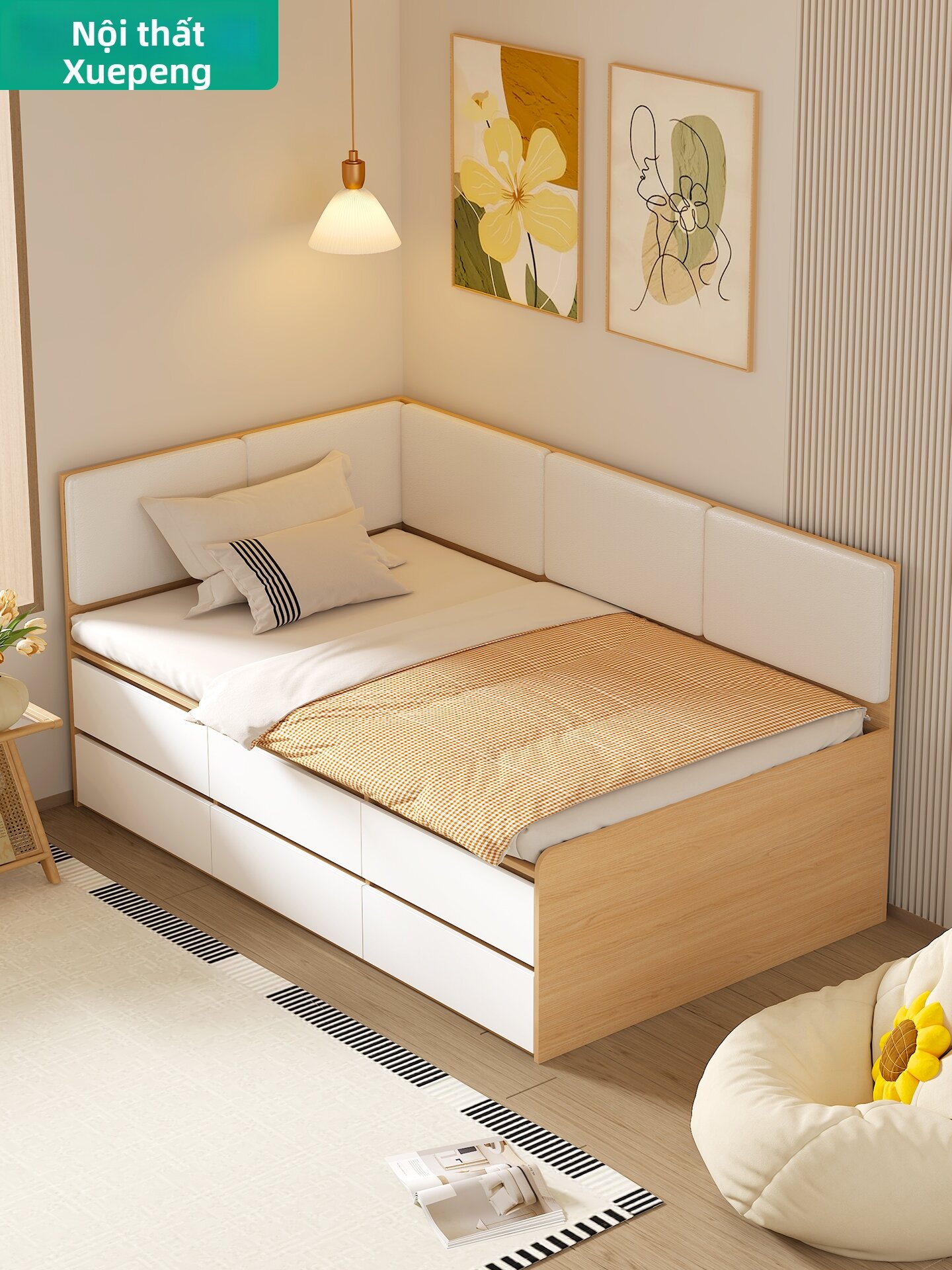 XUEPENG | Solid Wood Storage Sofa Bed Giá 30,979,000 Đồng*Miễn phí vận chuyển