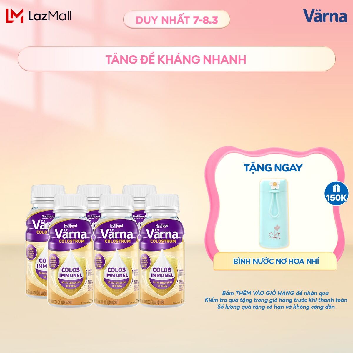 Lốc 6 chai sữa non Colostrum Värna pha sẵn (6 chai x 237ml) - Sữa Cho Người Già Tăng Cường Đề Kháng