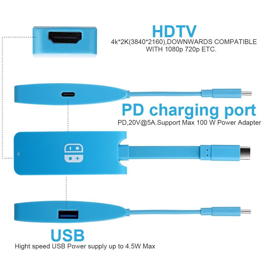Hub dock nhỏ gọn xuất hdmi cho máy game Nintendo switch