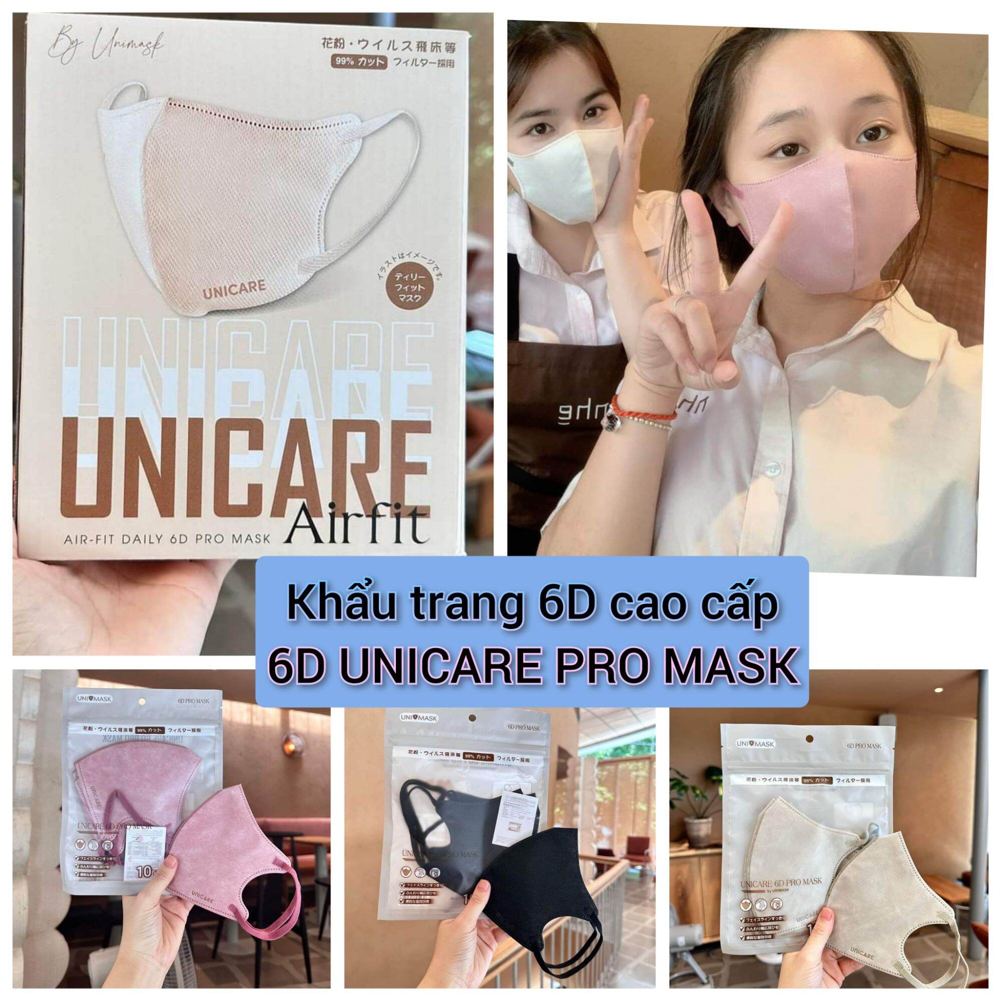 Thùng 50 chiếc khẩu trang 6D Unicare Promask kháng khuẩn quai Thun cao cấp hottrend