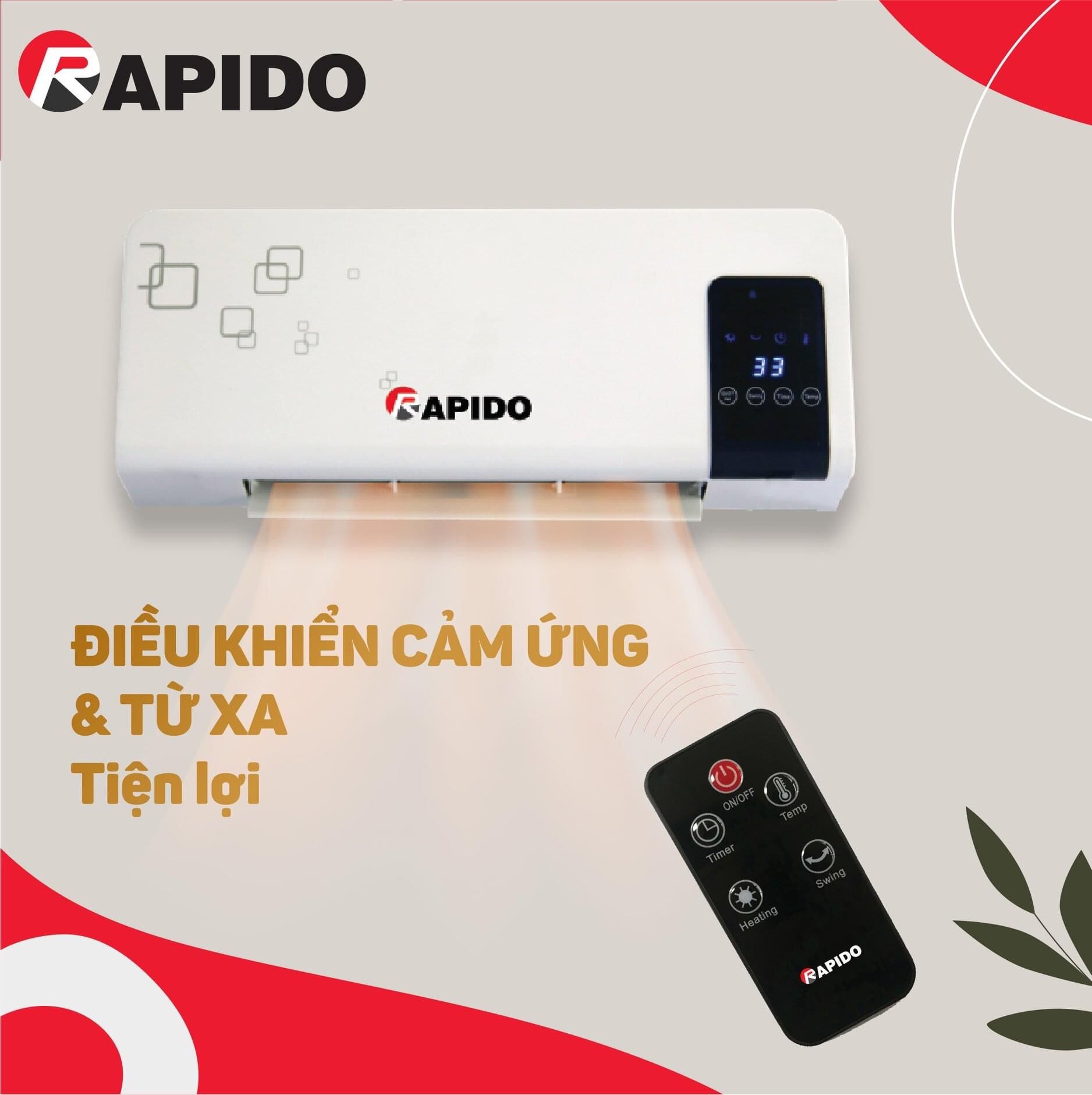 Quạt sưởi, máy sưởi gốm rapido- ferroli- hẹn giờ- bảo hành 1 năm- hàng chính hãng