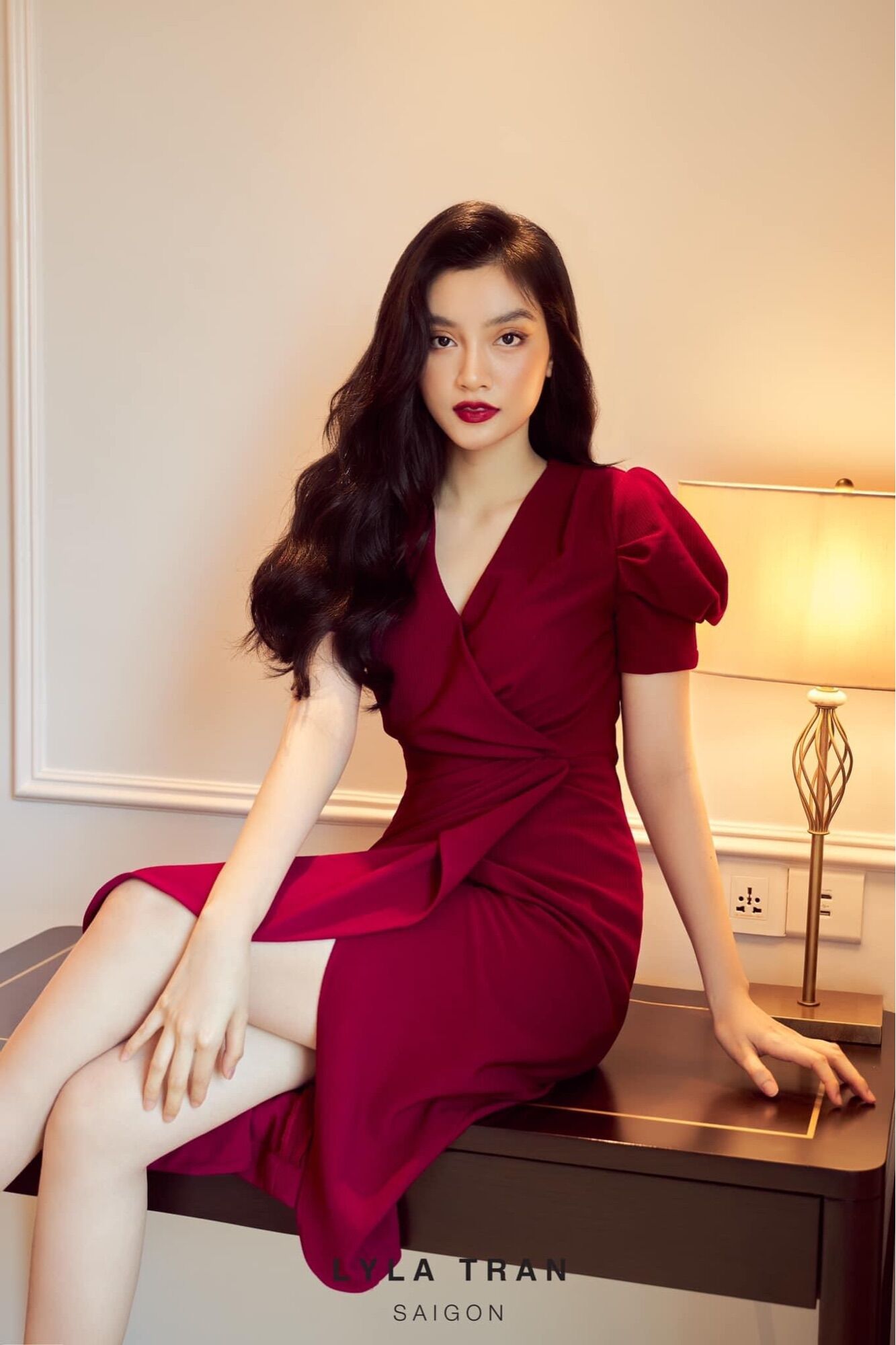 Đầm tay phồng xếp ly eo đi tiệc