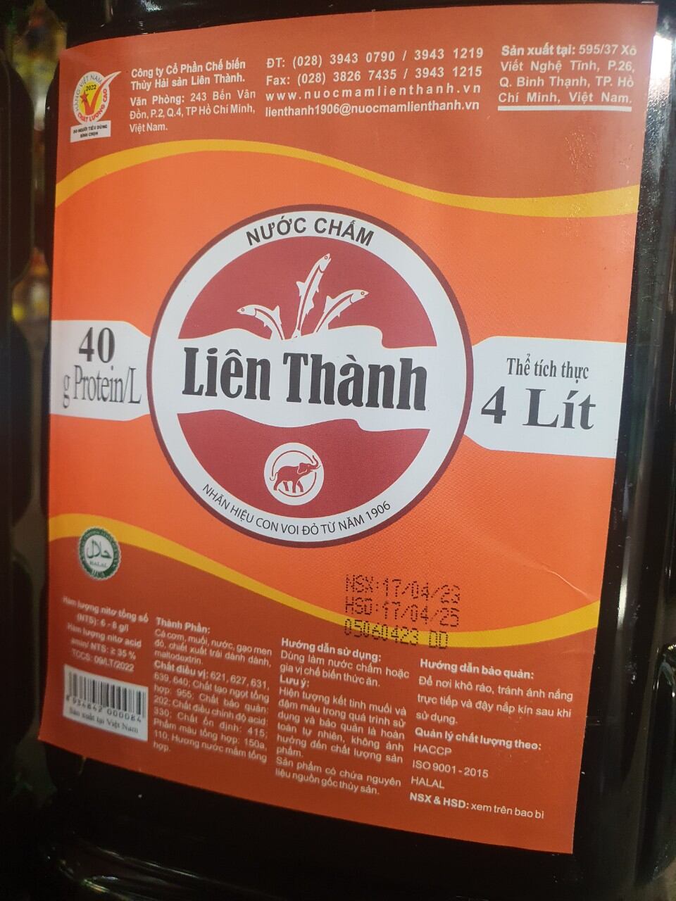Nước mắm liên thành bình 4 lít(4kg)