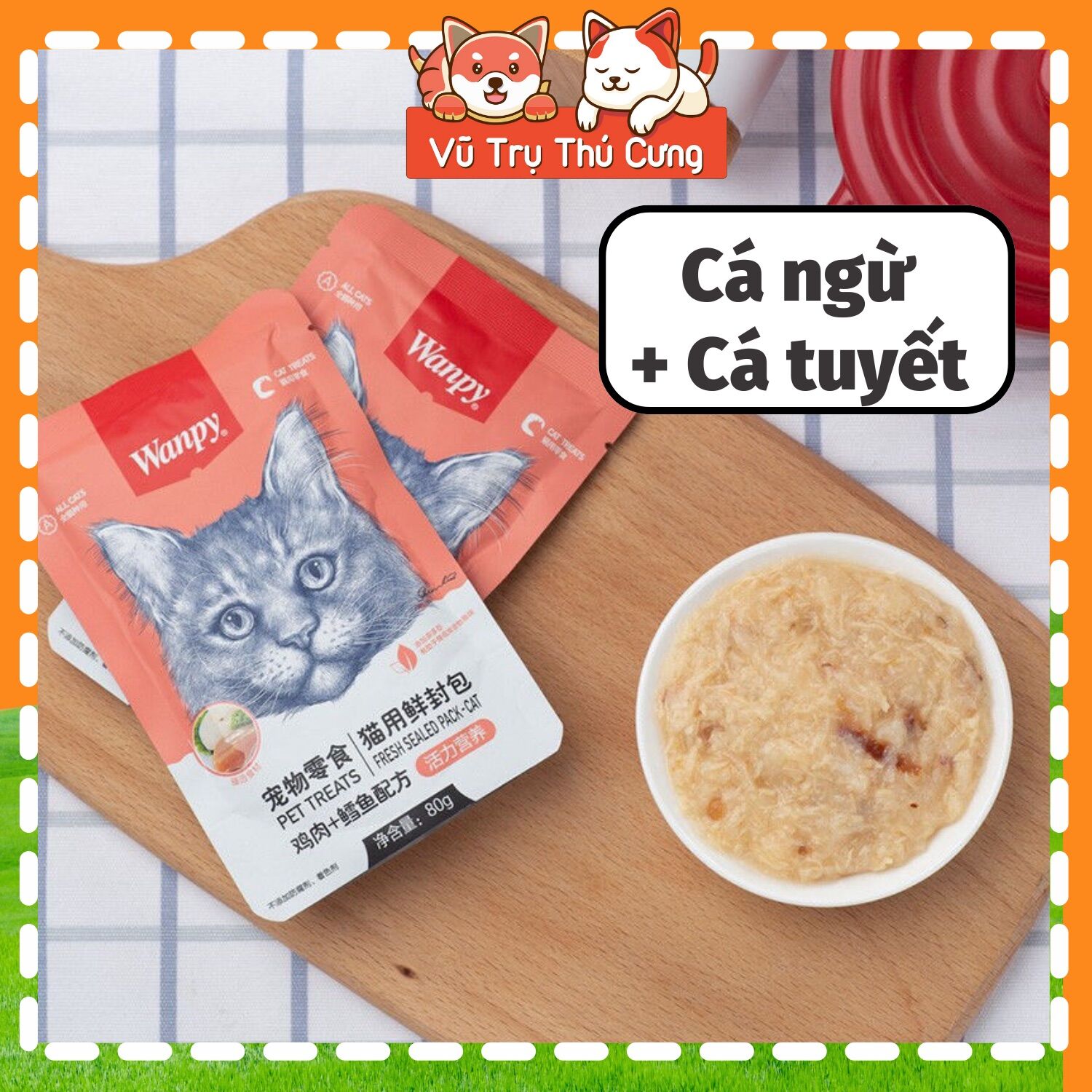 Pate Wanpy cho Mèo gói 80g, đủ vị