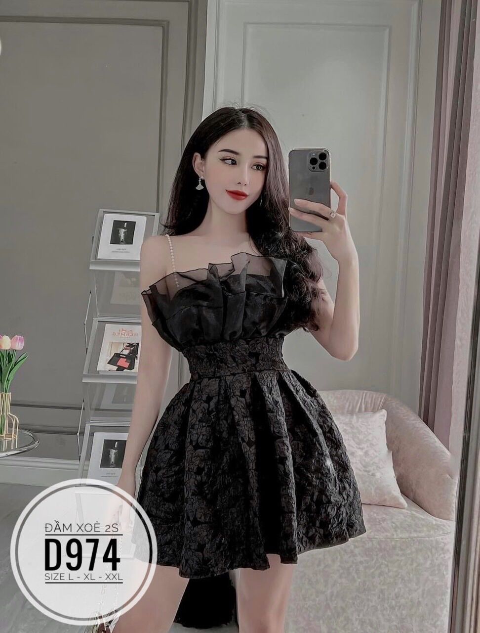 [Ảnh thật] 60-90KG BIGSIZE ĐẦM TIỆC XOÈ 2S D974