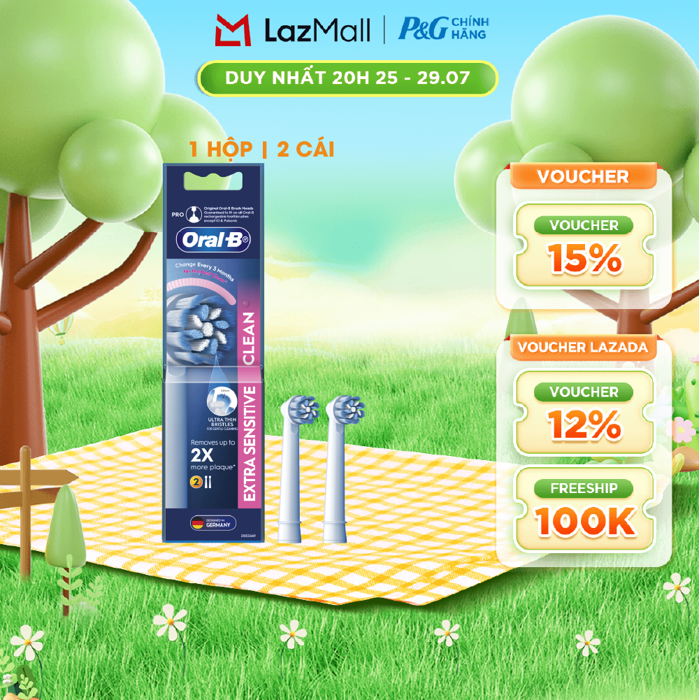 Đầu bàn chải điện thay thế Oral-B EXTRA SENSITIVE CLEAN - Hộp 2 Cái