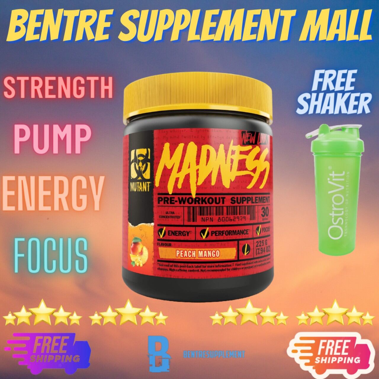 Mutant madness pre-workout tăng sức mạnh 30 servings