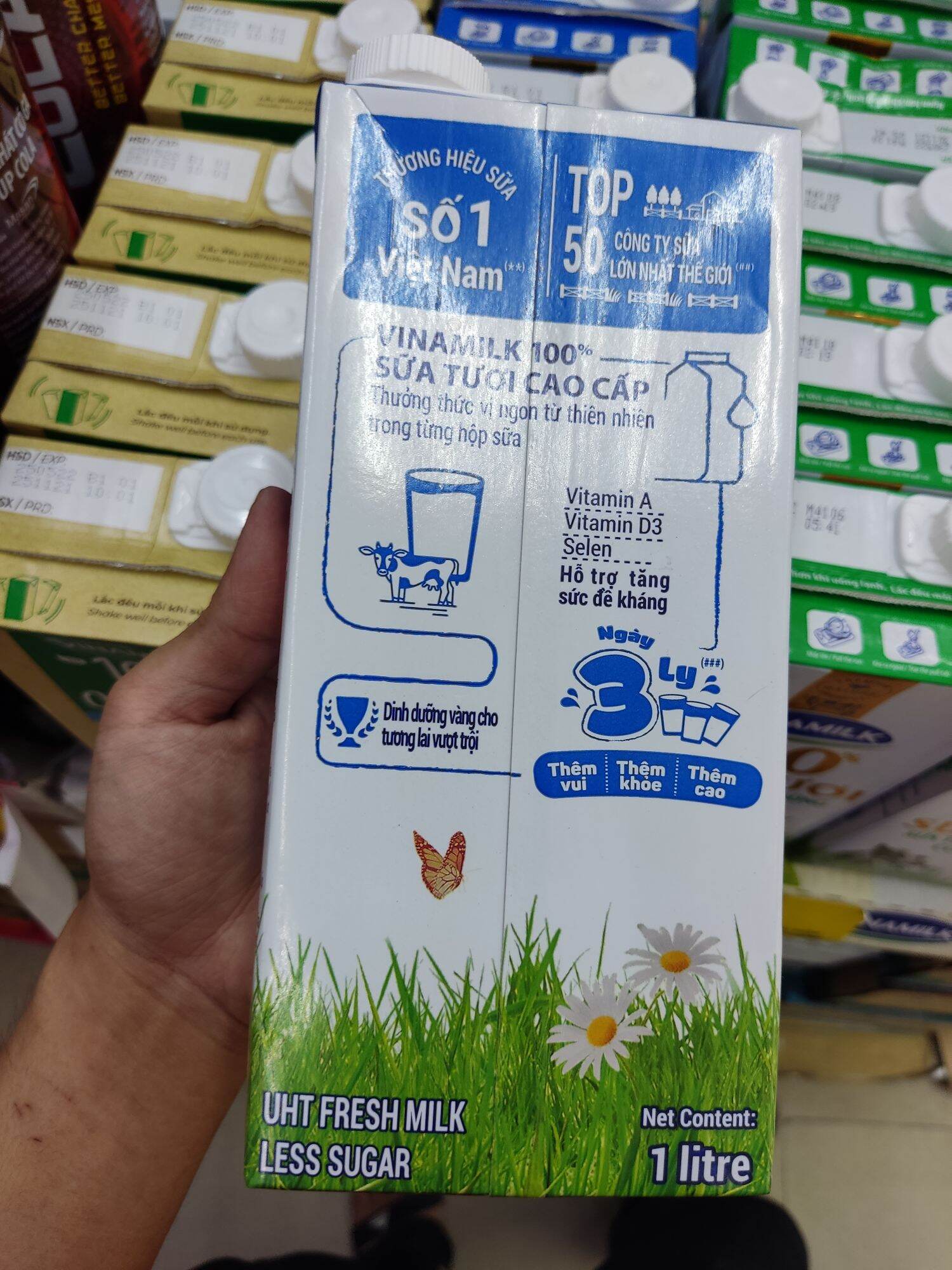 Vinamilk ít đường hộp 1l