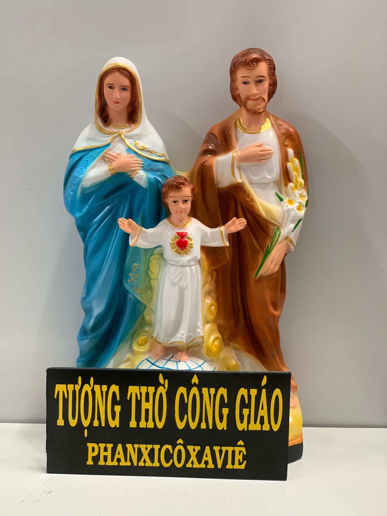 Tượng gia đình thánh gia 30cm - tượng thờ công giáo phanxico xavie.