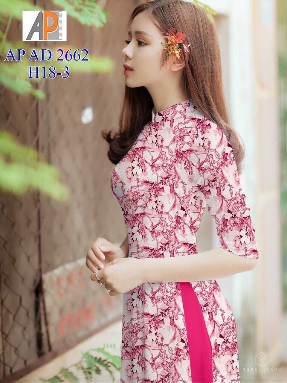 Vải áo dài in hoa đều