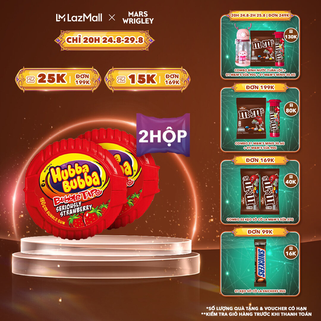 Combo 2 hộp kẹo Sing-gum Hubba Bubba vị dâu tây