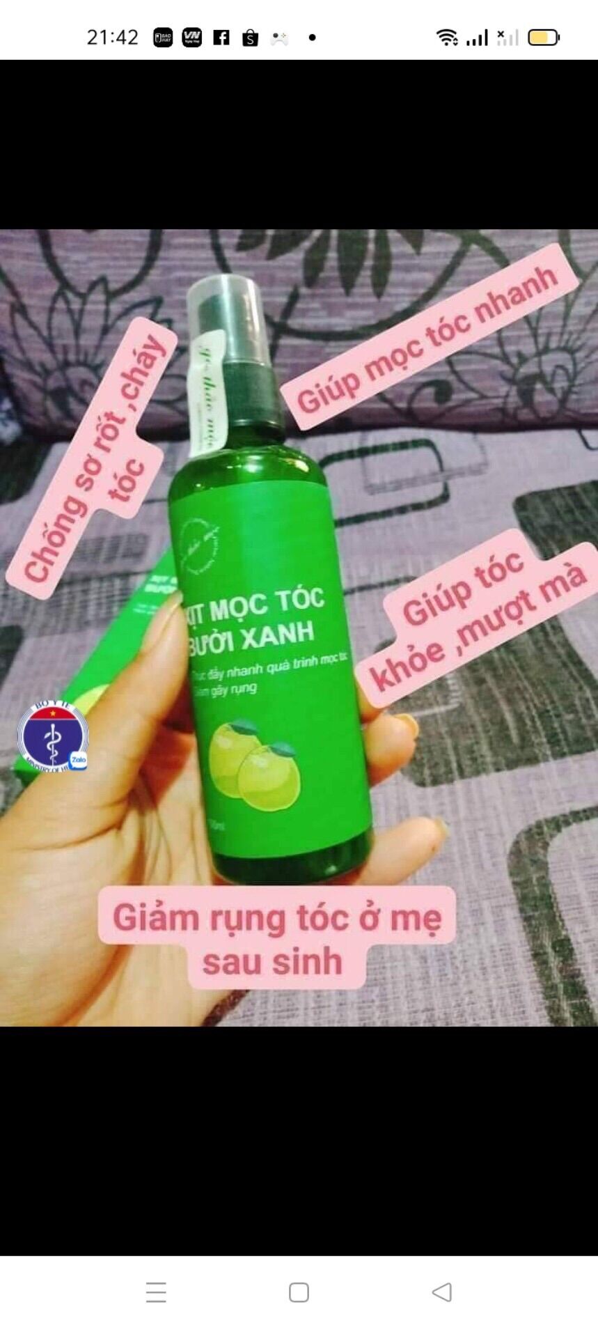 Xịt mọc tóc bưởi xanh 100ml