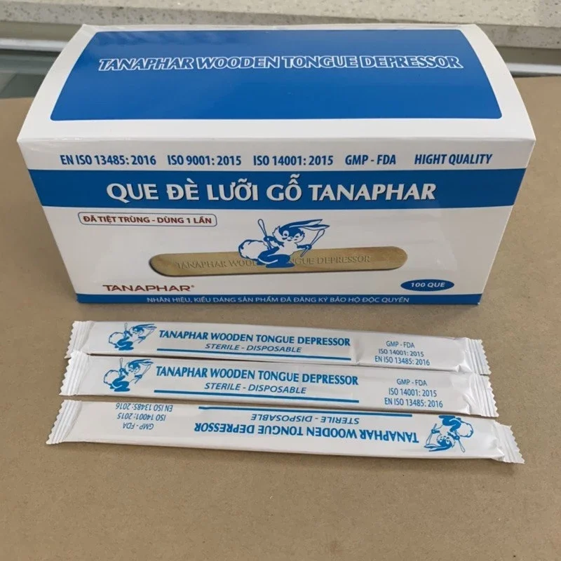QUE ĐÈ LƯỠI GỖ TIỆT TRÙNG TANAPHAR HỘP 100 QUE