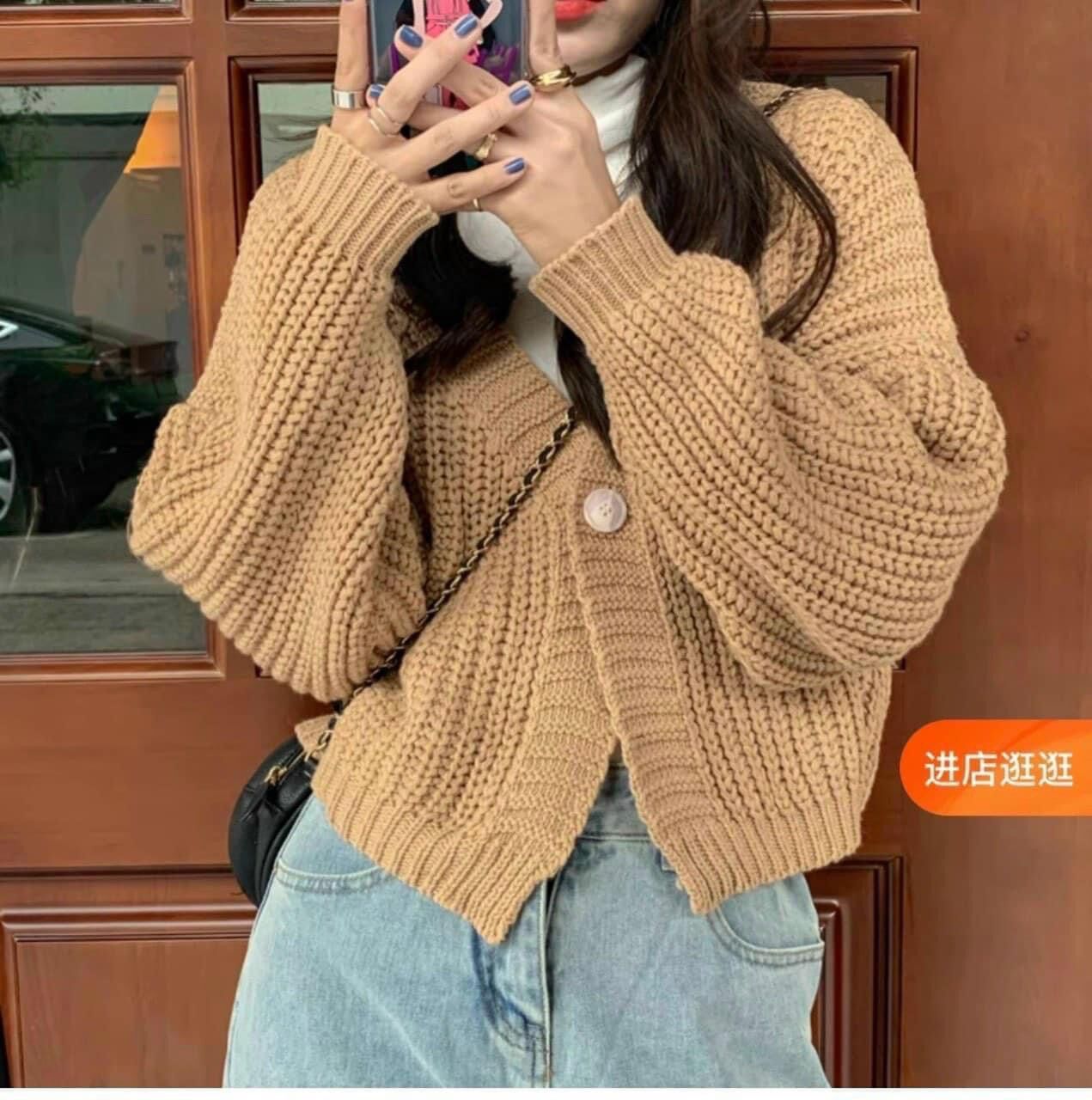 Áo khoác len cardigan 1 cúc siêu xinh