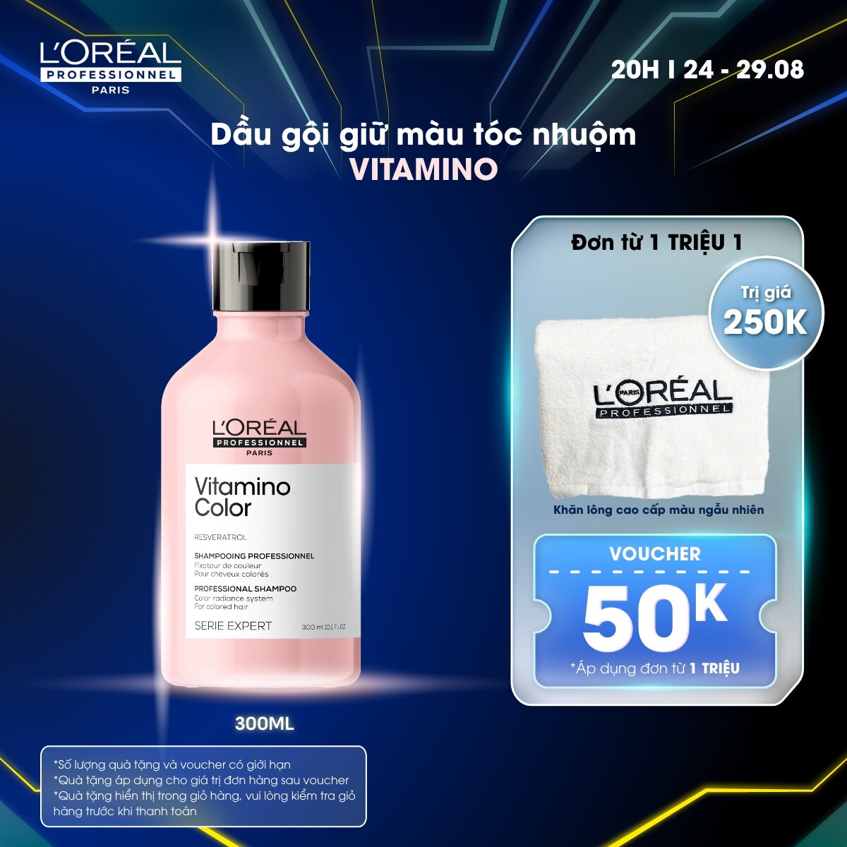 Dầu gội giữ màu tóc nhuộm & dưỡng tóc mềm mượt L'Oréal Professionnel Serie Expert Vitamino Color 300ml