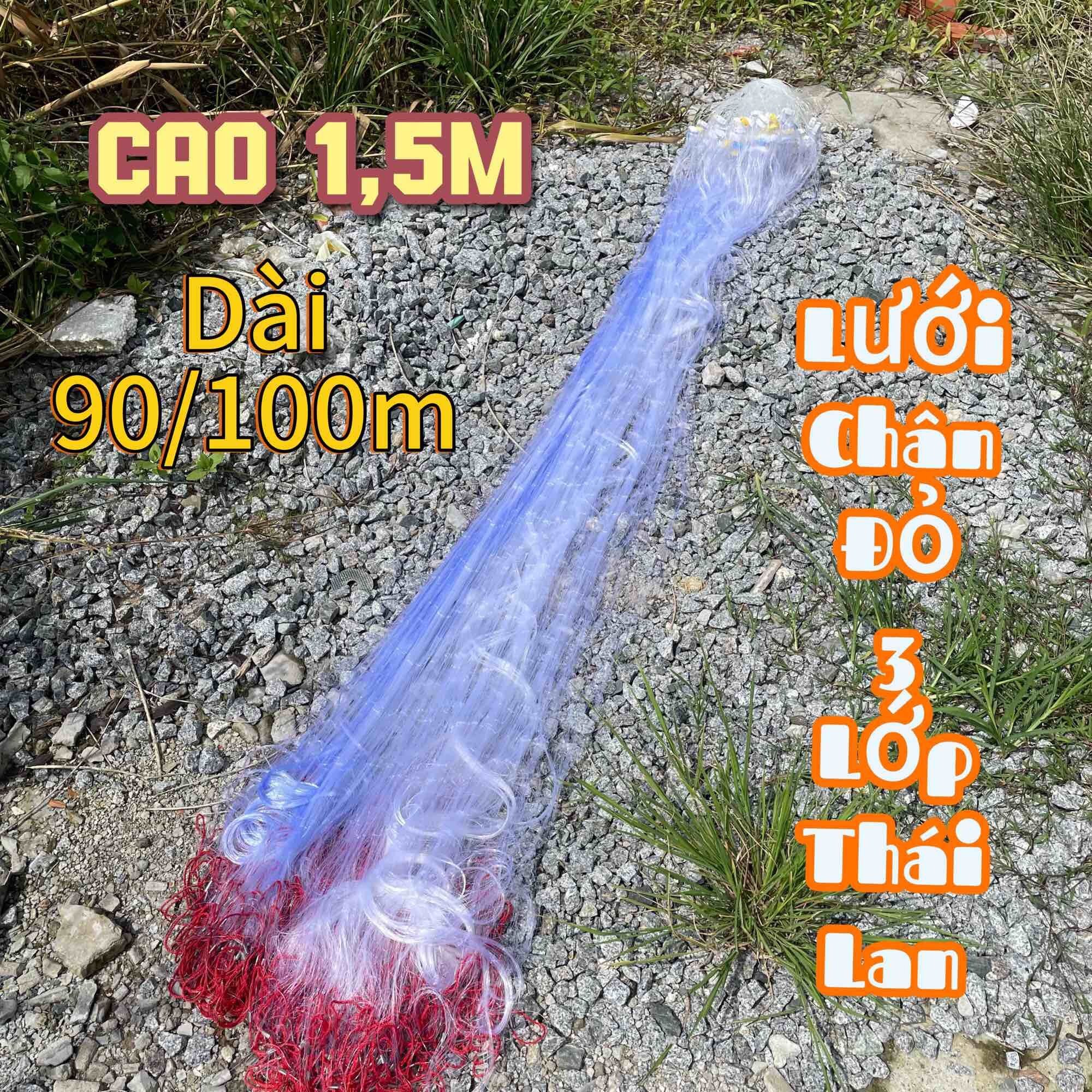 Cao 15m- Dài 90/100m Lưới 3 màng chì nặng lưới đánh cá viền đỏ lưới bắt cá Thái Lan