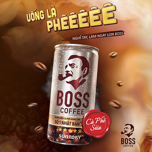 Lốc 6 lon cà phê sữa Boss Coffee Suntory 180ml
