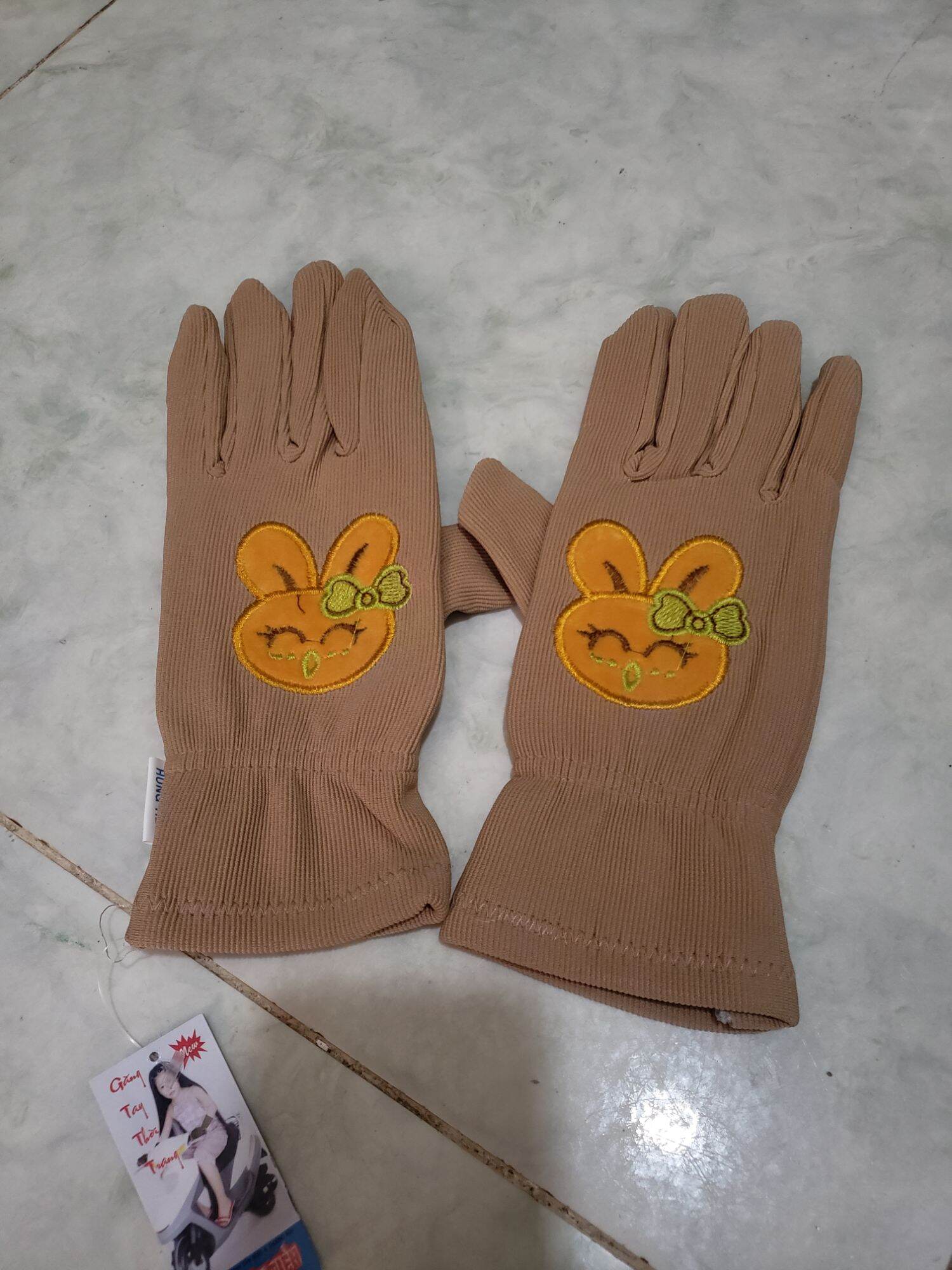 Women's Sunscreen Gloves with Pattern, 3-Layer Thick Cotton Fabric, Anti-Uv, Sun Protection, Anti-Slip When Driving, Guaranteed to Deliver the Correct Product. - 3
