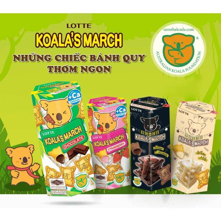 Bánh gấu Lotte Koala March nhân kem hộp 37g đủ vị