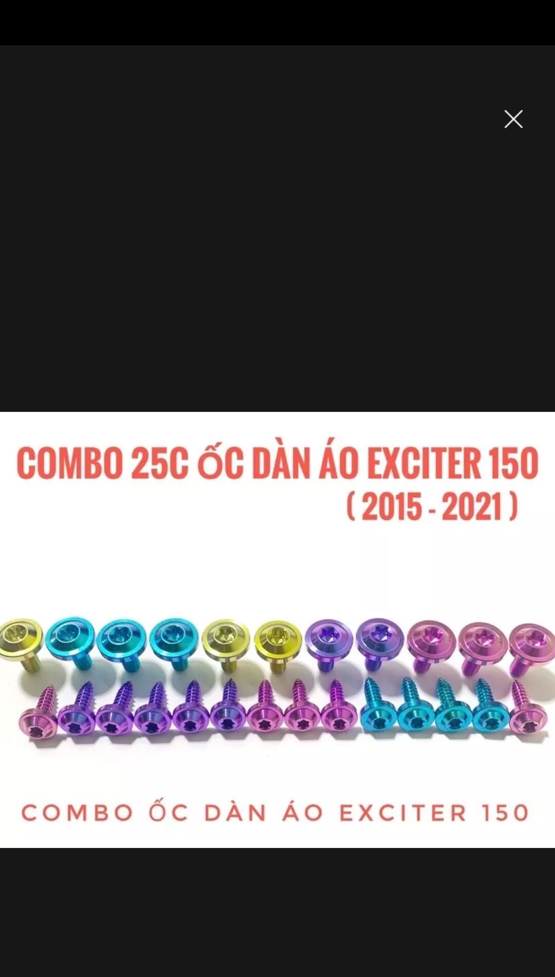 (GR5 xịn)Combo (16-25)ốc titan, Salaya full dàn áo Exciter 150,155.