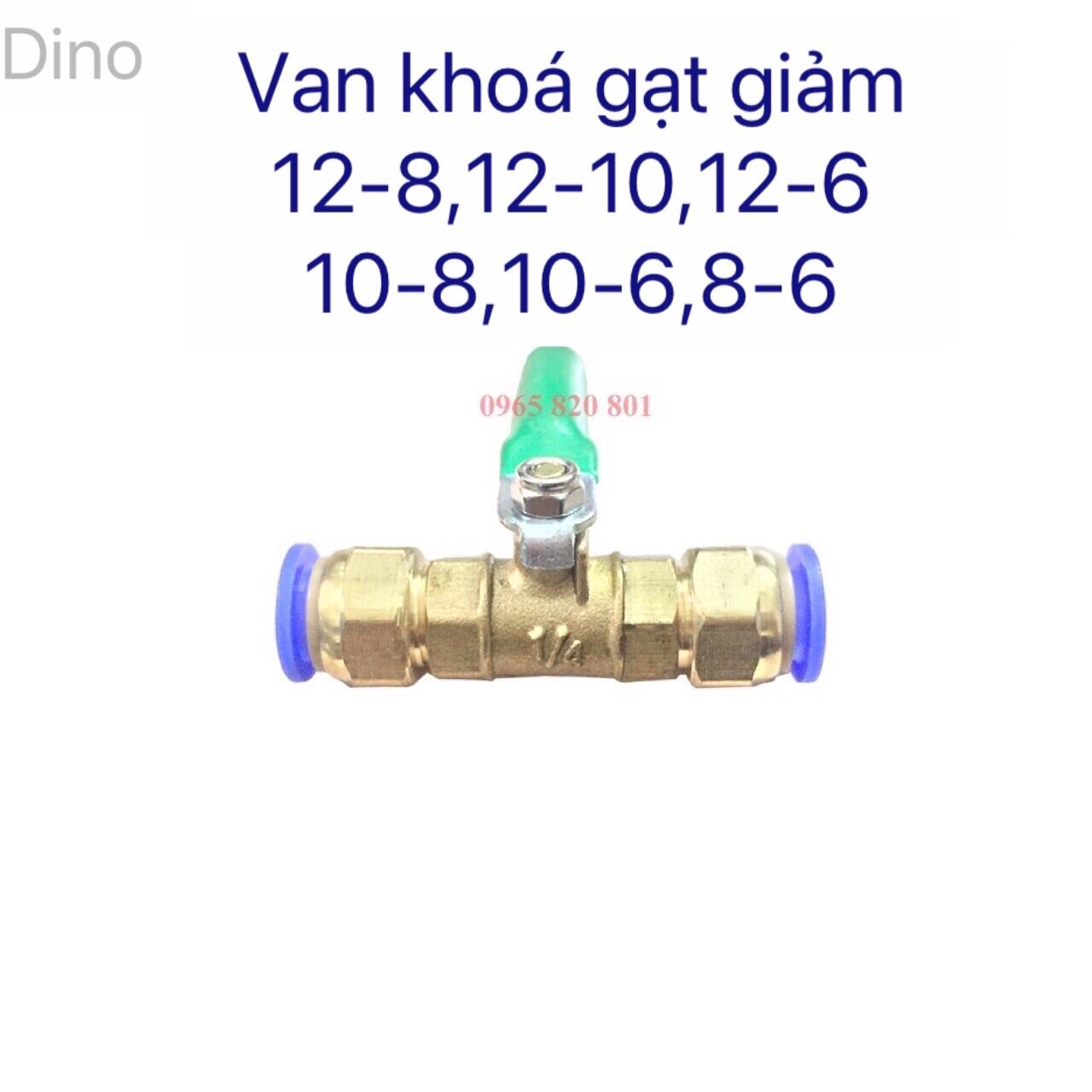 Van khóa gạt đồng giảm từ ống PU,PE lớn xuống ống bé hơn