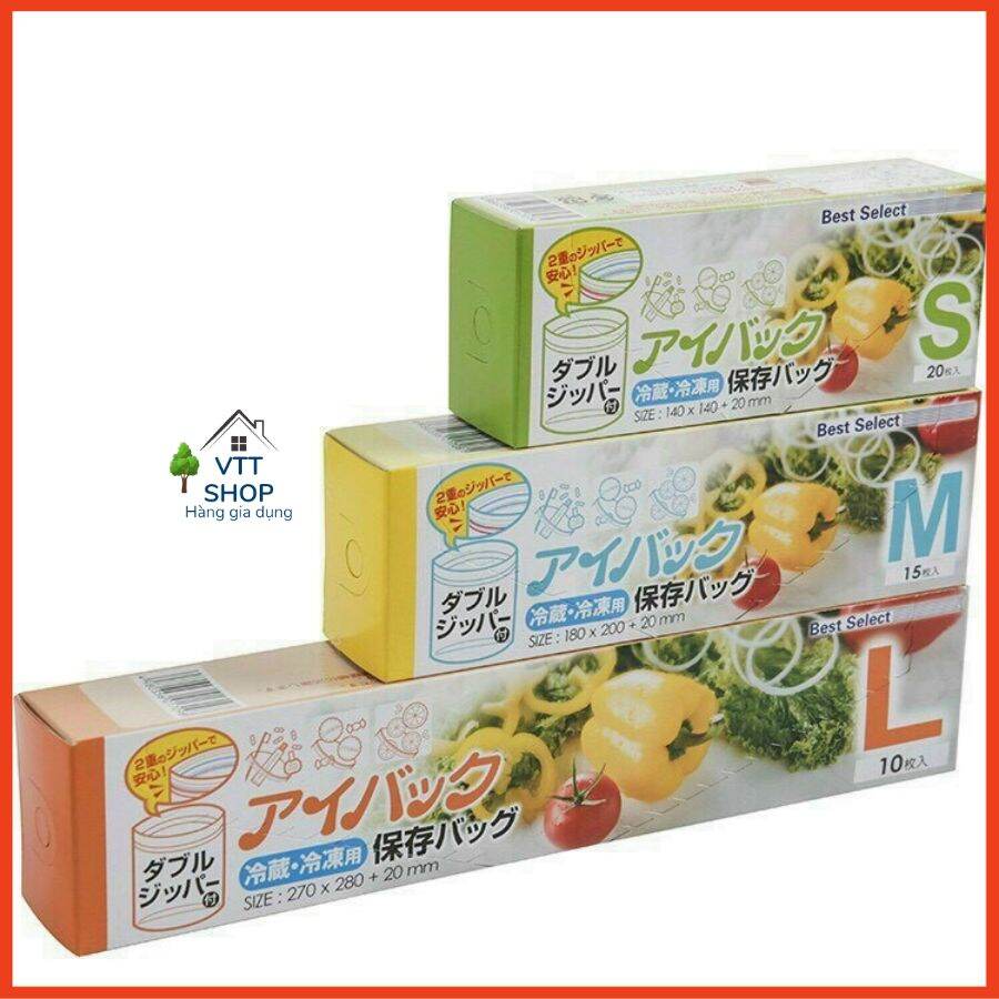 Set 3 hộp túi zip đựng thực phẩm Nhật Bản