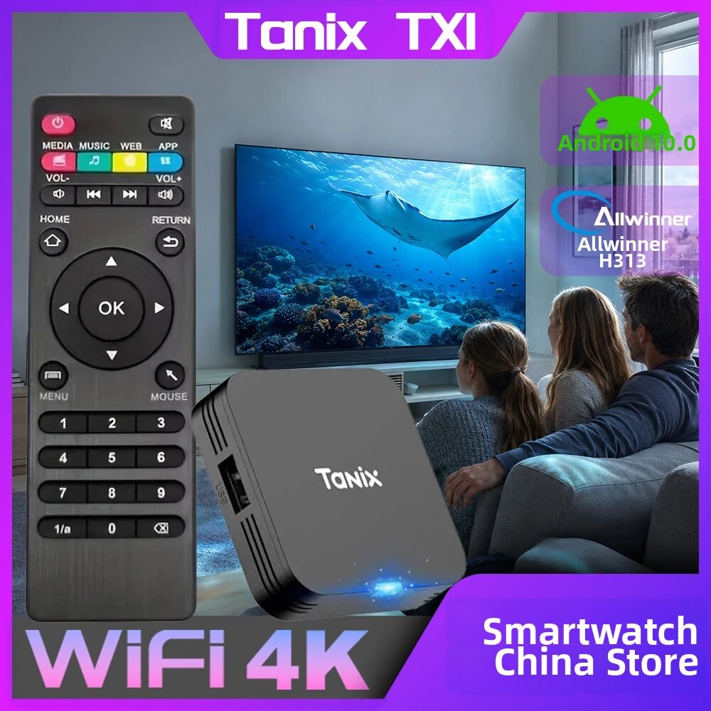 TANIX | Hộp Giải Mã Truyền Hình Thông Minh Tanix TX1 Mini Android 10 Allwinner H313 RAM 2GB/1GB ROM 16GB/8GB Wifi 2.4G 4K HD Media Player Kèm Điều Khiển Từ Xa