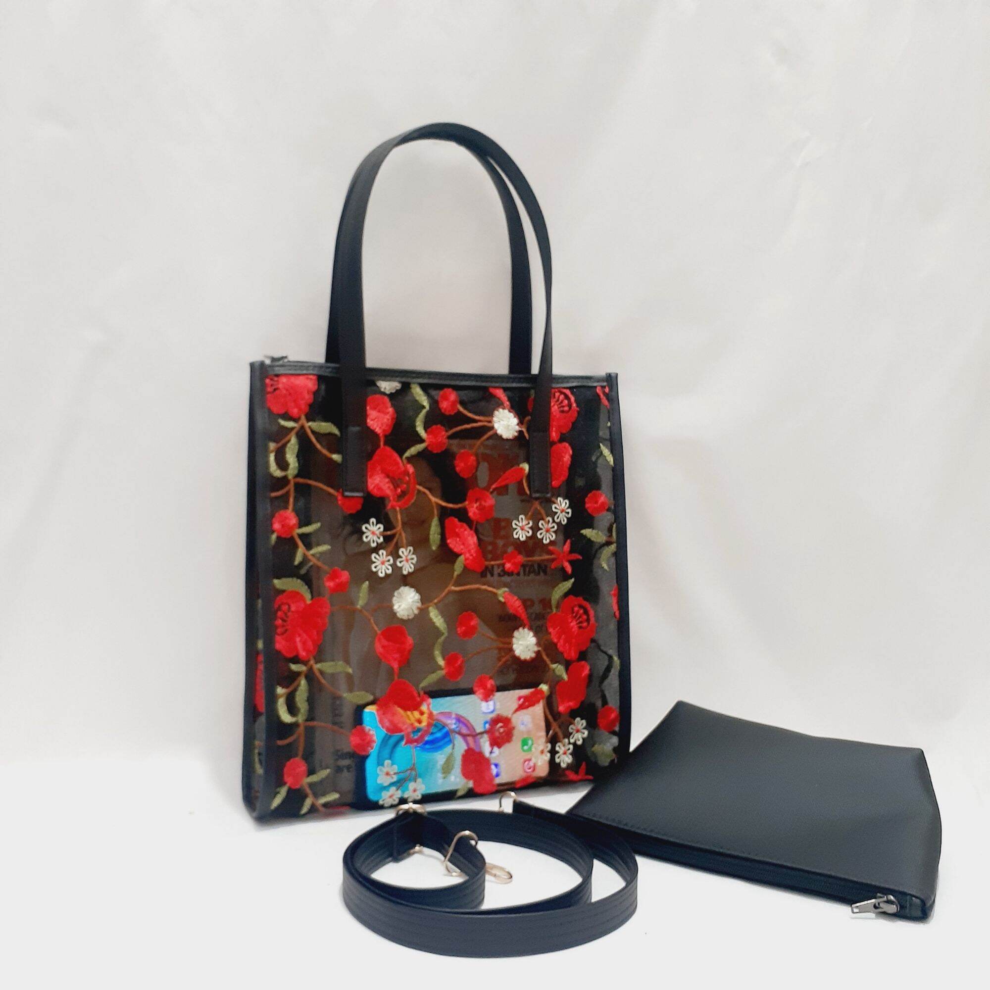 2-in-1 Transparent Women's Handbag for Work, Made of Computer Mesh Material, Can Hold Laptops, A3, A4 Documents, with Wallet and Matching Crossbody Strap - 9