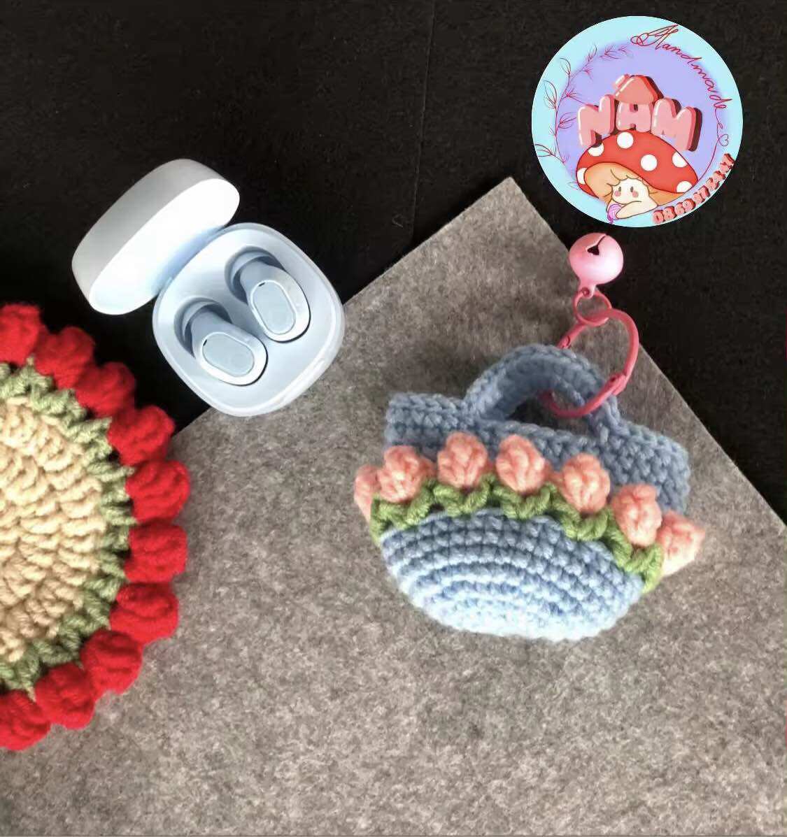 Túi mini hoạ tiết hoa tulip/ Tulip mini bag handmade