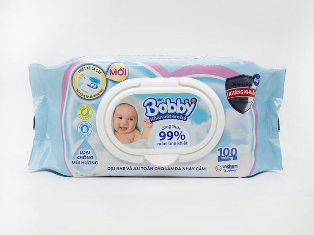 Combo 6 khăn ướt trẻ em Bobby 100 miếng không hương